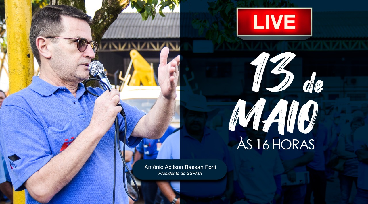 Live com o presidente Toninho será quarta, 13 de maio, às 16 horas. Interaja conosco AO VIVO!