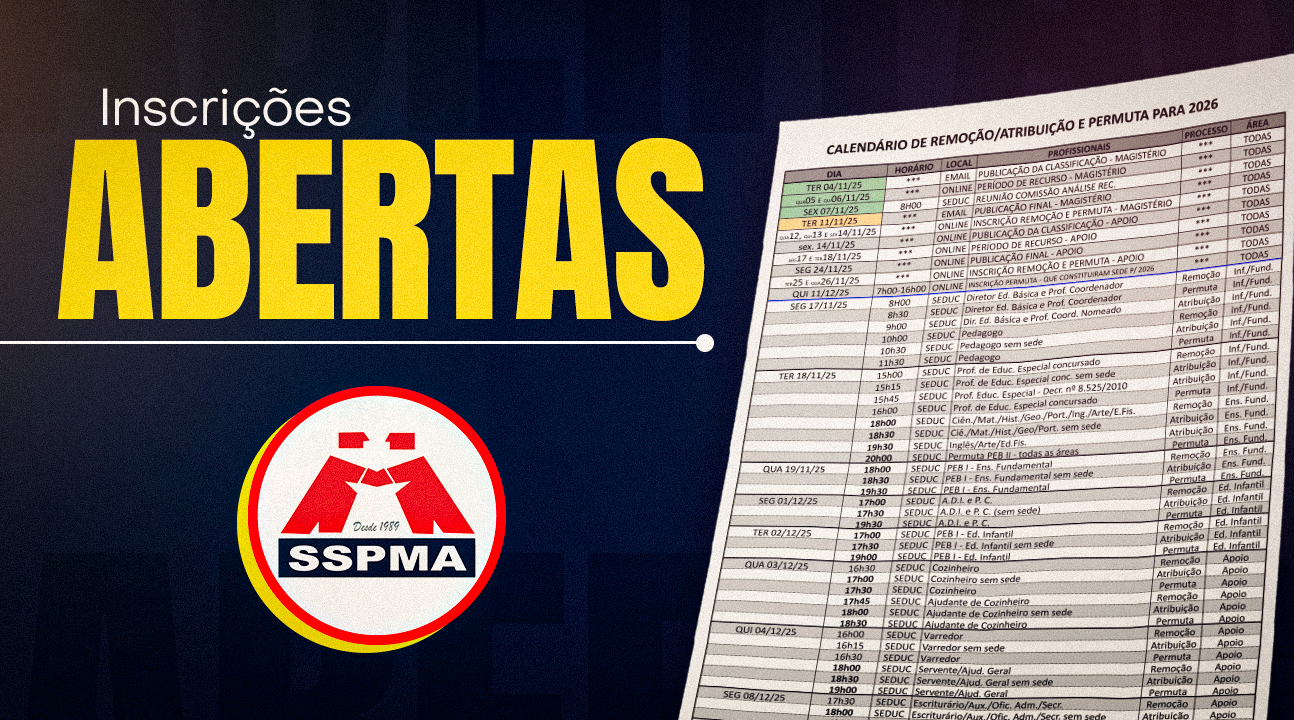 Servidores da Educação: inscrições para Remoção, Atribuição e Permuta do ano letivo 2026 estão abertas. Confira!